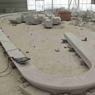 蚌埠 芝麻白花岗岩弧形花坛石，坐凳石