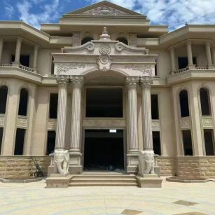 蚌埠 黄金麻别墅外墙干挂，大柱，大象，蘑菇石，雕花板