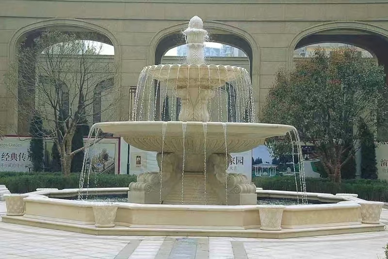 蚌埠 黄金麻花岗岩异型加工——户外庭院石雕流水喷泉