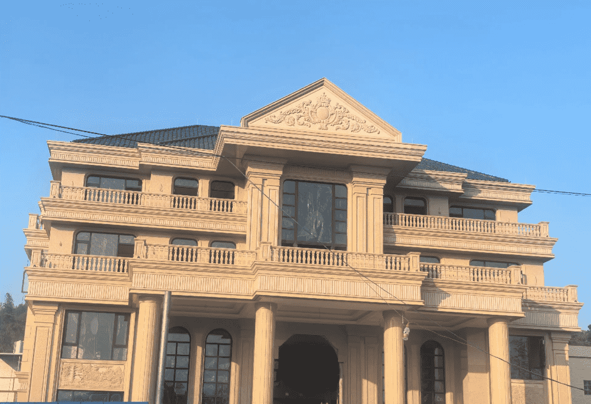 蚌埠黄金麻别墅外墙干挂石材效果示例