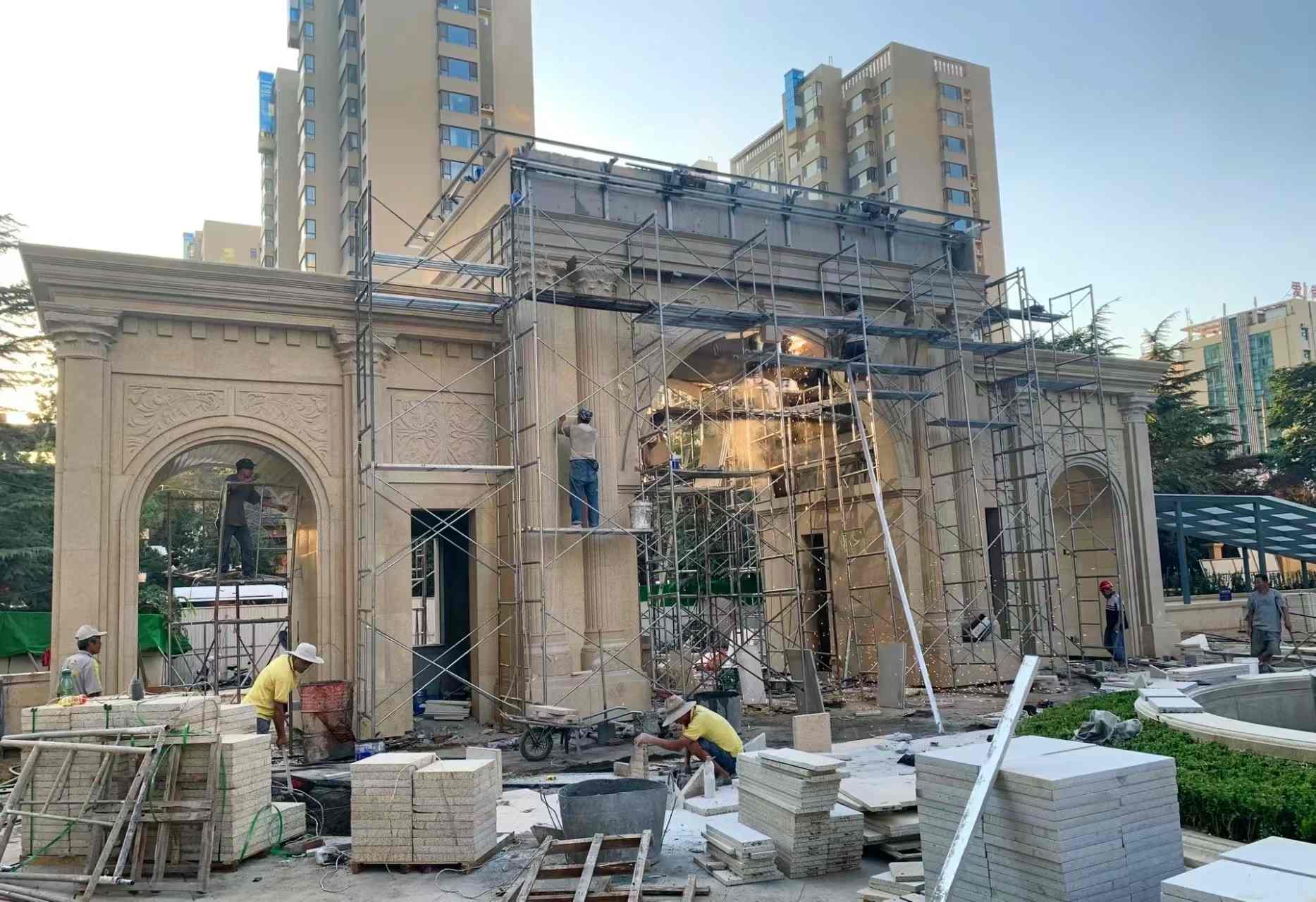 蚌埠 黄金麻荔枝面花岗岩小区门楼外墙干挂